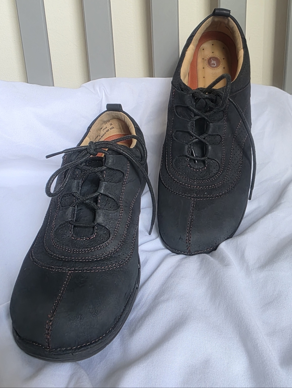 Clarks Unstructured Black Leather Lace Up Shoes Womens Size 9.5